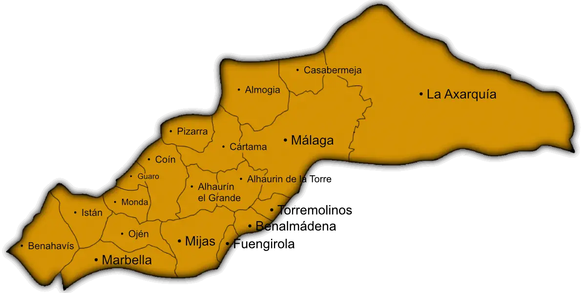 Mapa municipios Málaga